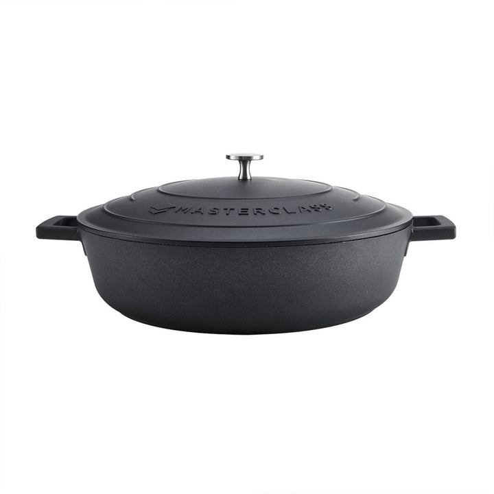 Cast Aluminium Black Shallow Casserole Dish | 5L Capacity