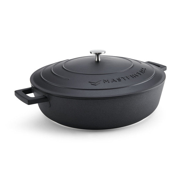 Cast Aluminium Black Shallow Casserole Dish | 5L Capacity