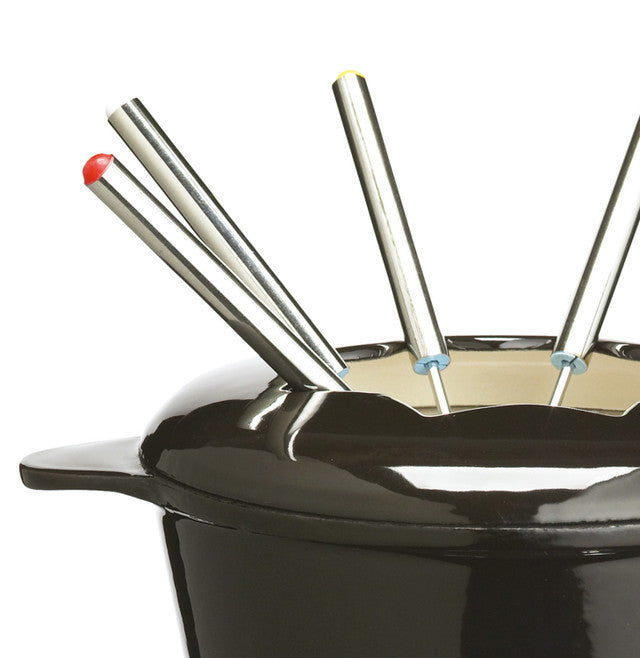 MasterClass Cast Iron Enamelled Black Fondue Set