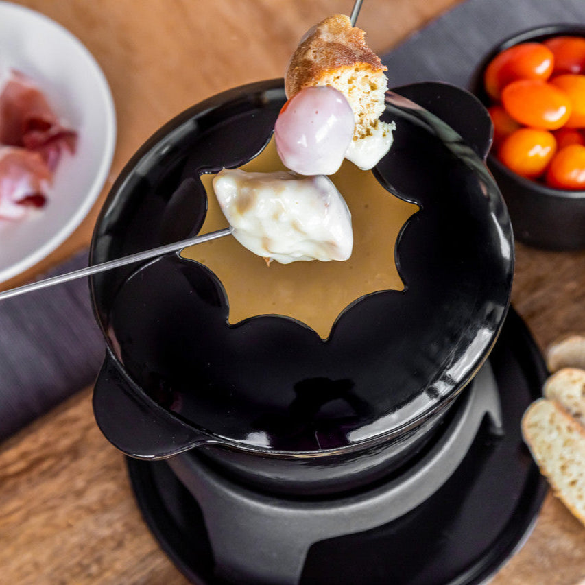 MasterClass Cast Iron Enamelled Black Fondue Set