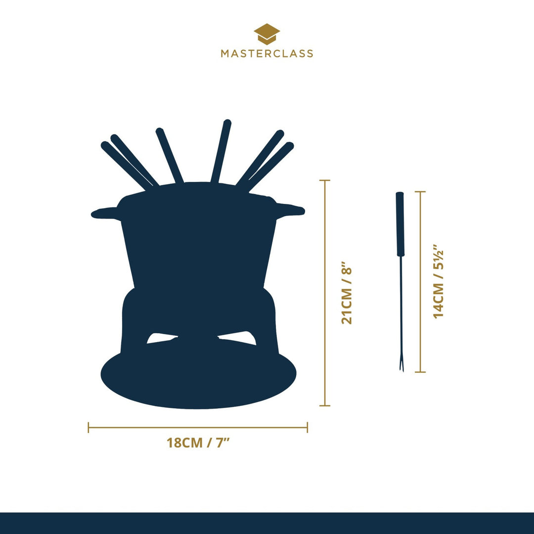 MasterClass Cast Iron Enamelled Black Fondue Set