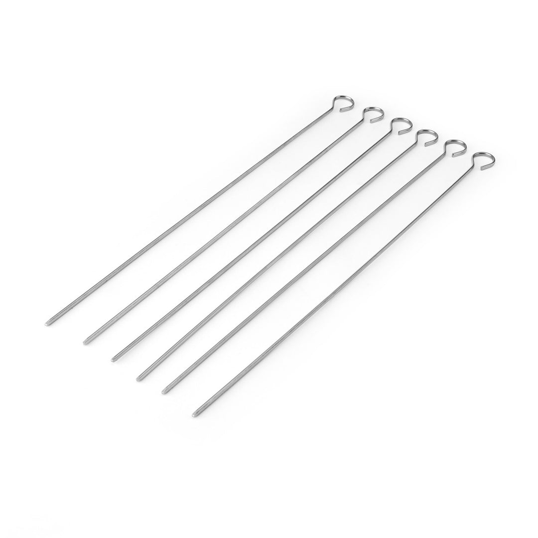 Set of 6 Stainless Steel Flat Sided 40cm Skewers