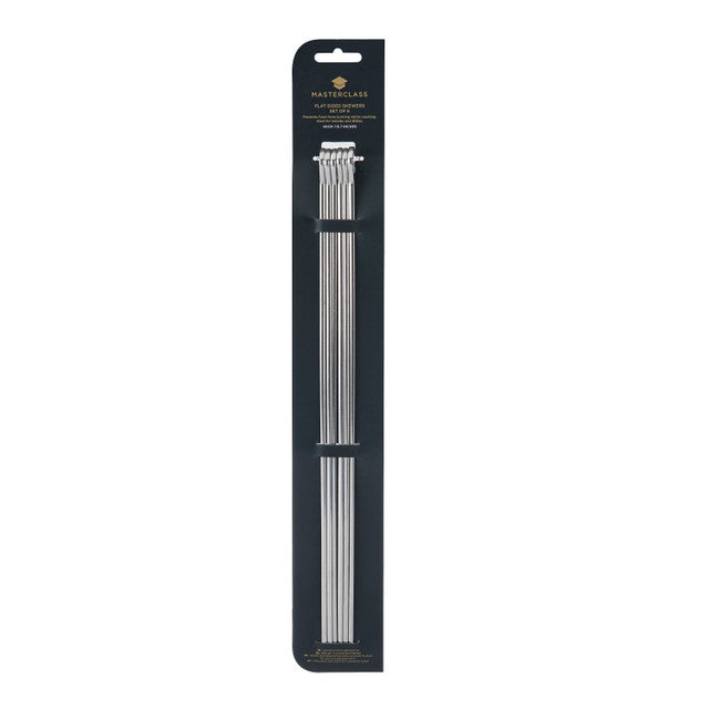 Set of 6 Stainless Steel Flat Sided 40cm Skewers
