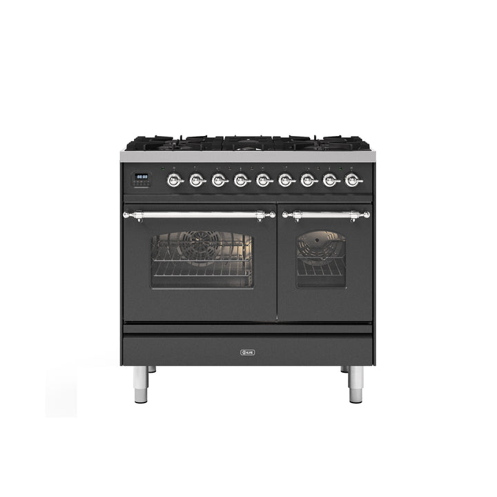 ILVE Black Milano 90cm - Double Oven - 6 Gas Burners