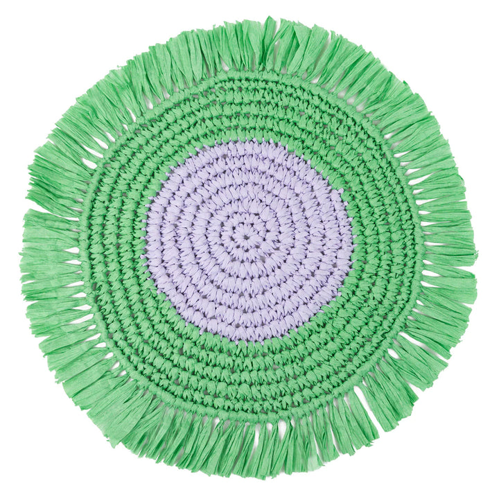 Lilac & Green Raffia Placemats - Set of 2