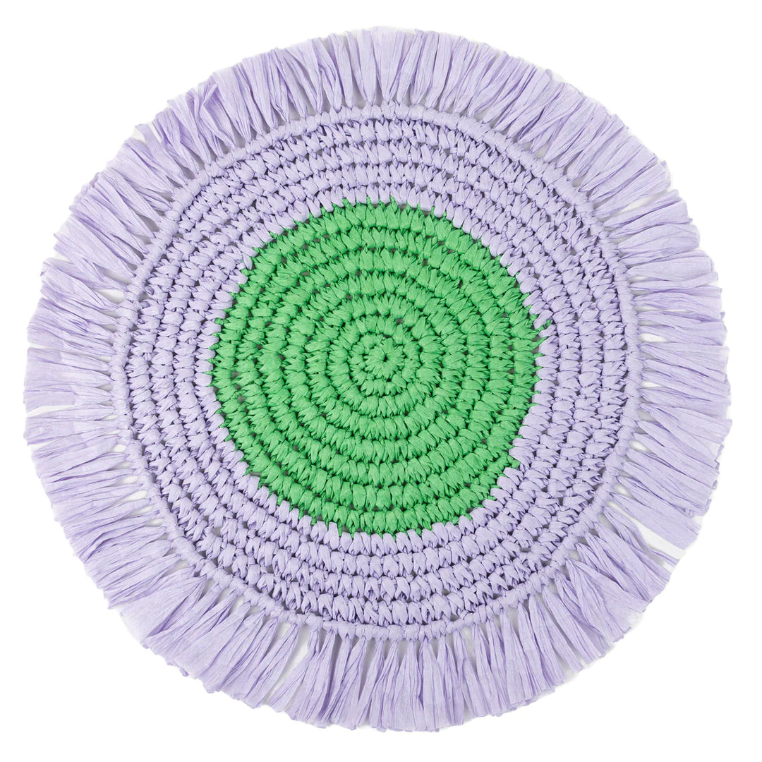 Lilac & Green Raffia Placemats - Set of 2