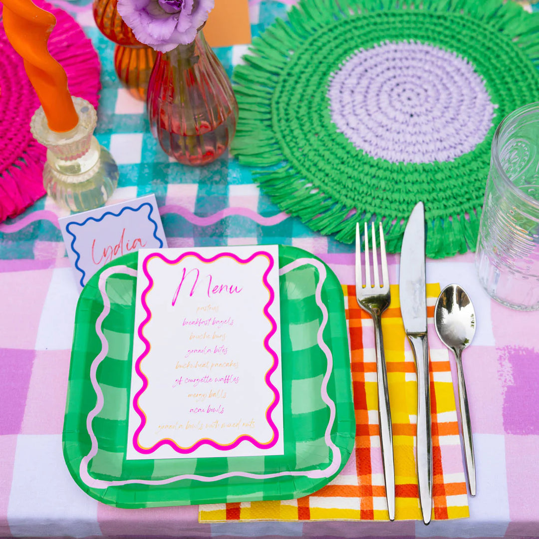 Lilac & Green Raffia Placemats - Set of 2