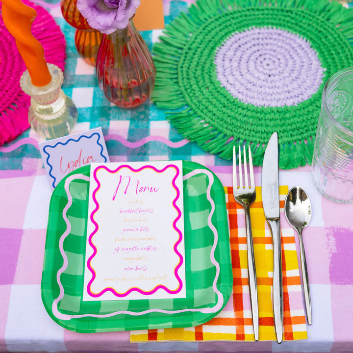 Lilac & Green Raffia Placemats - Set of 2