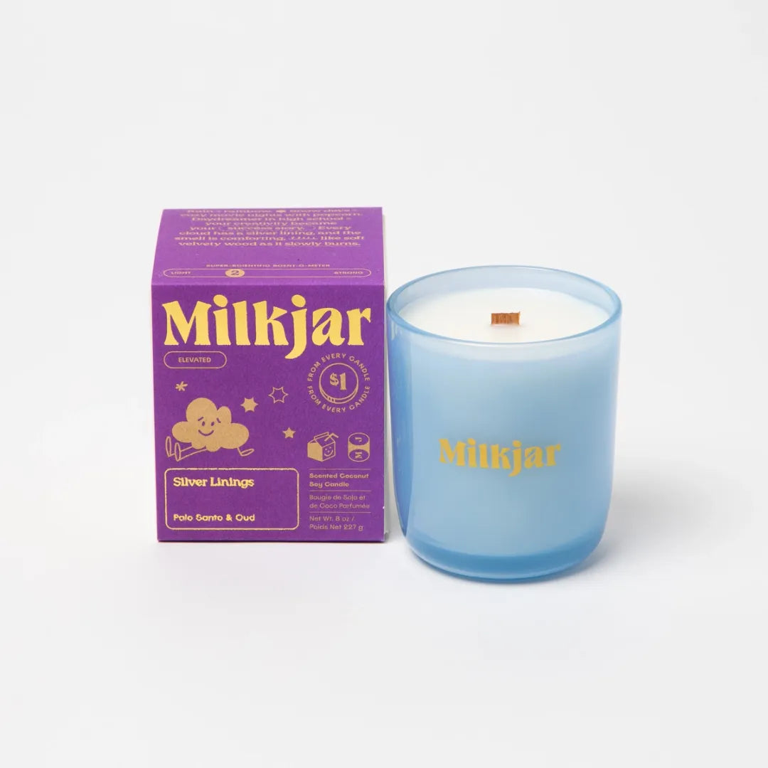 Milk Jar Candle Co Silver Linings - Palo Santo & Oud Coconut Soy 8oz Candle