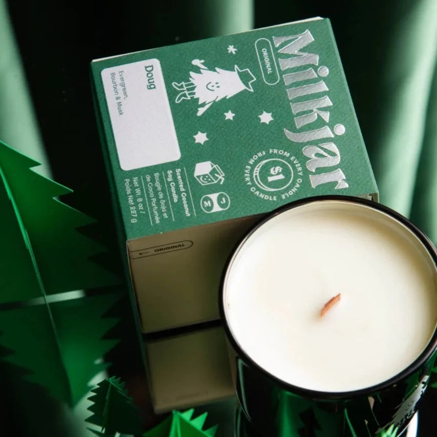 Milk Jar Candle Co Doug - Evergreen, Bourbon & Musk Coconut Soy Candle