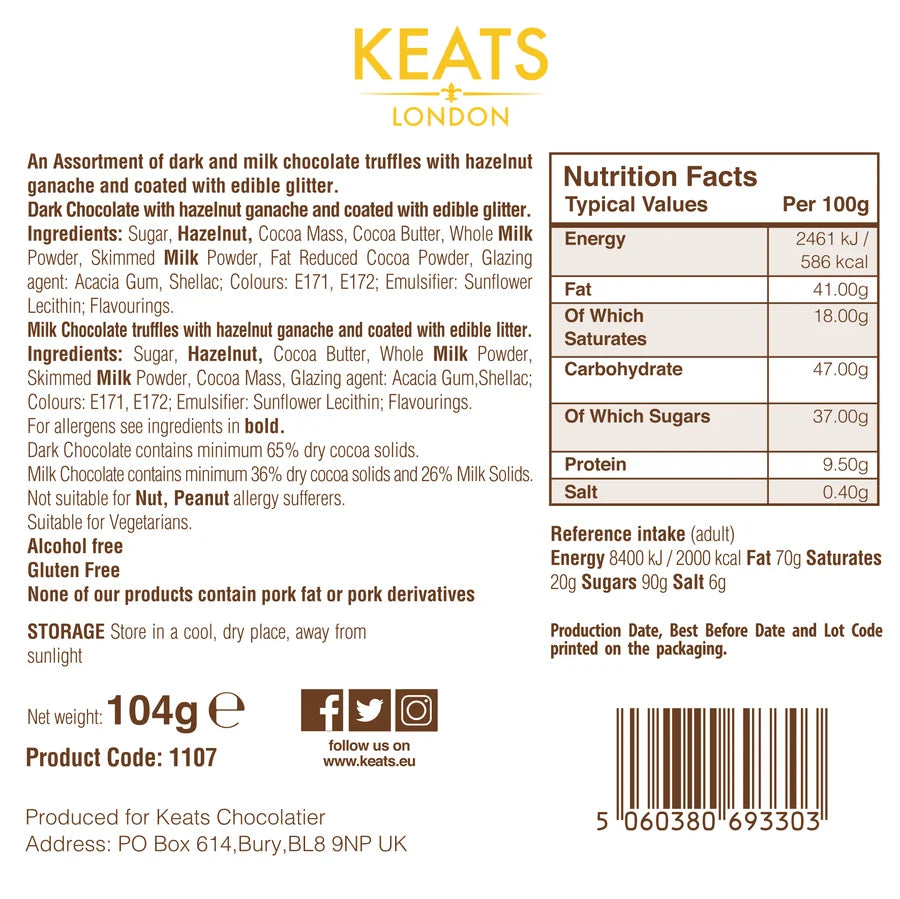 Keats Hazelnut Caramel Ganache Truffles