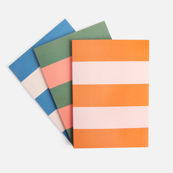 Multi Stripe Set Of 3 Soft Cover Notebooks