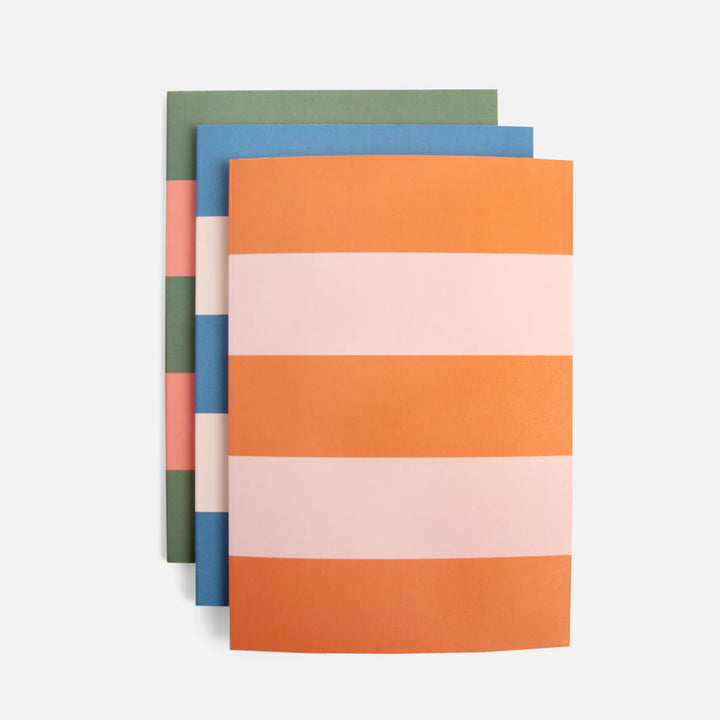 Multi Stripe Set Of 3 Soft Cover Notebooks
