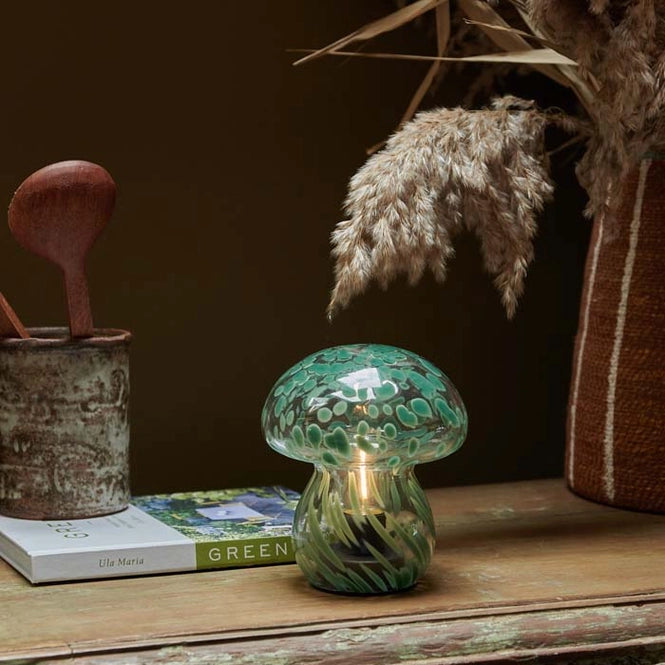 Mushroom Lamp in Forest Green
