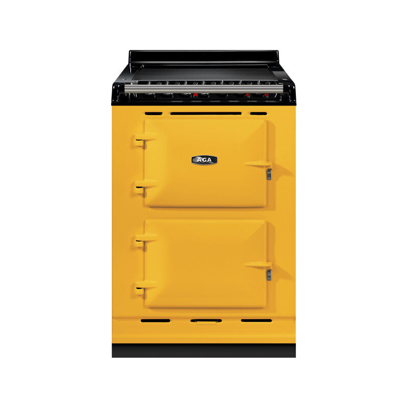 Mustard AGA induction module with stainless trim on white background