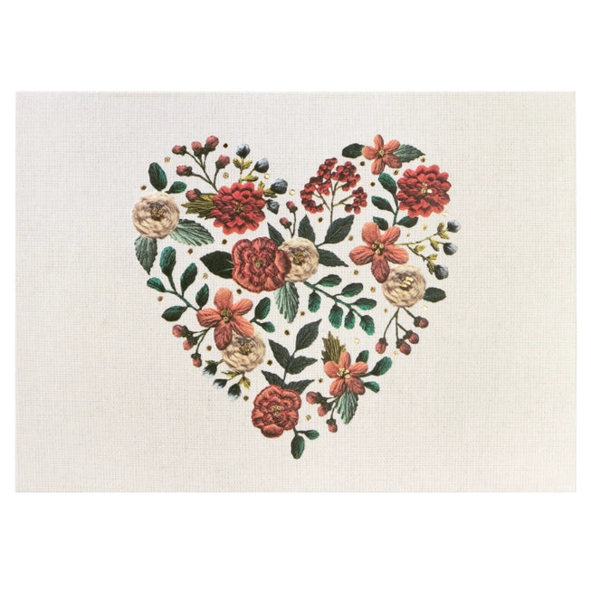 Notecard Set with Embroidered Heart Design