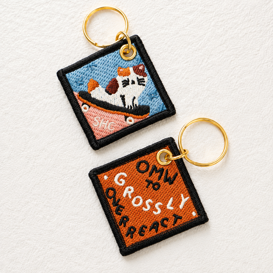OMW to Overreact - Embroidered Keychain