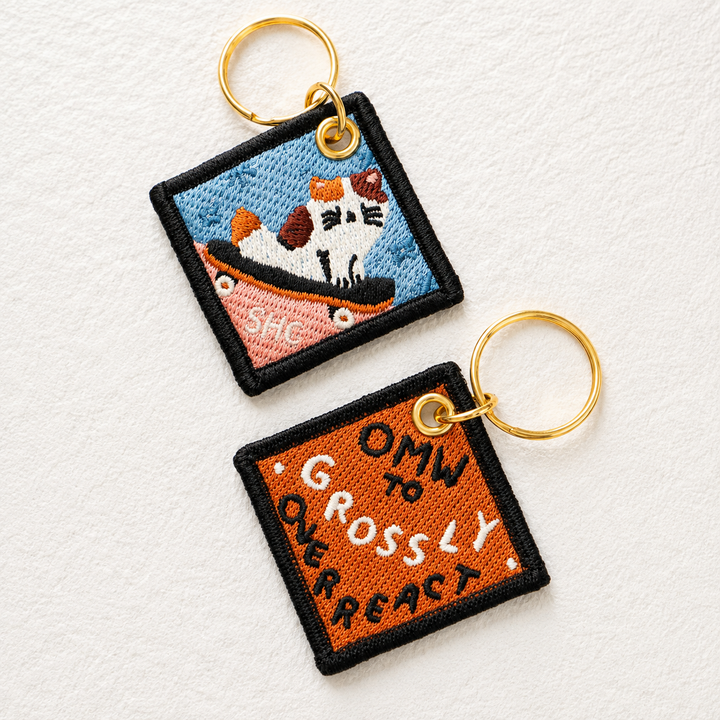OMW to Overreact - Embroidered Keychain