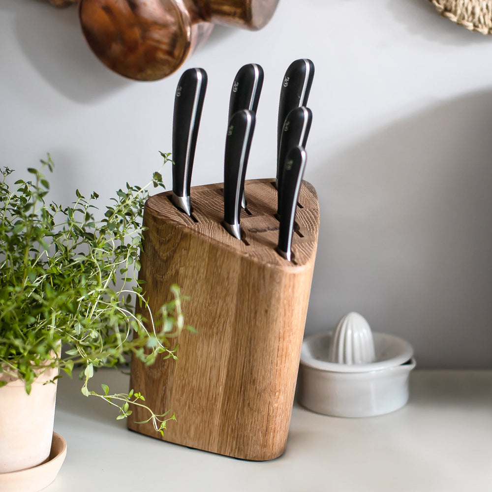 Robert Welch Prism Oak Knife Block - product detail or lifestyle view; knives not included