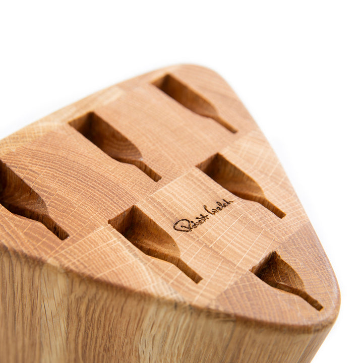 Robert Welch Prism Oak Knife Block - product detail or lifestyle view; knives not included