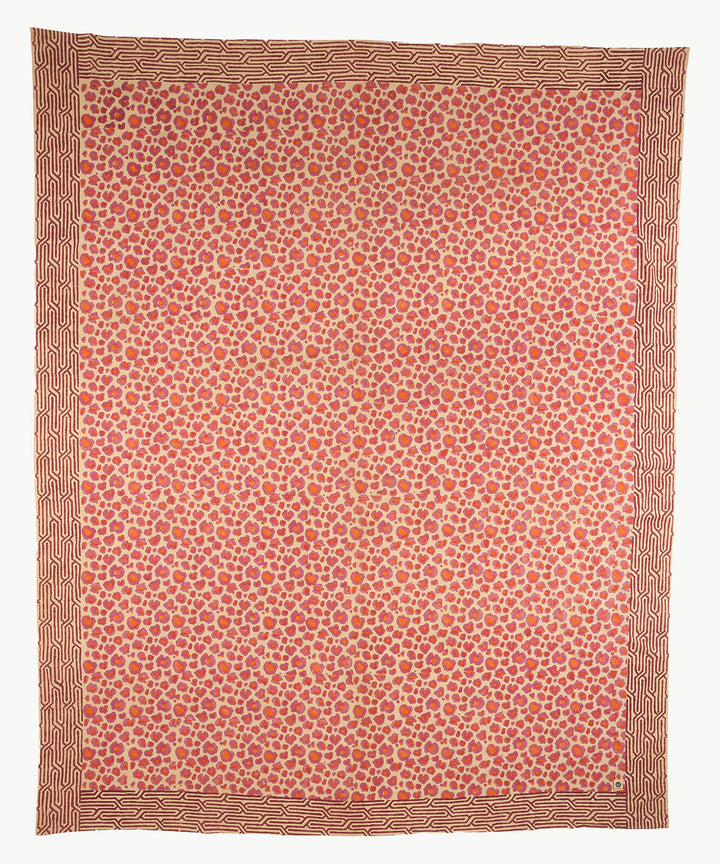 Pink Leopard Block Print Throw - For Table or Bed