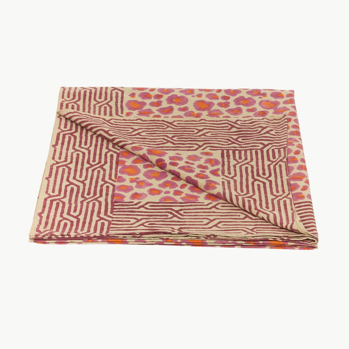 Pink Leopard Block Print Throw - For Table or Bed