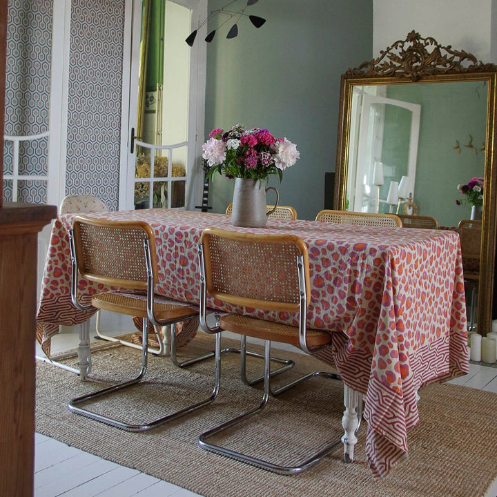 Pink Leopard Block Print Throw - For Table or Bed