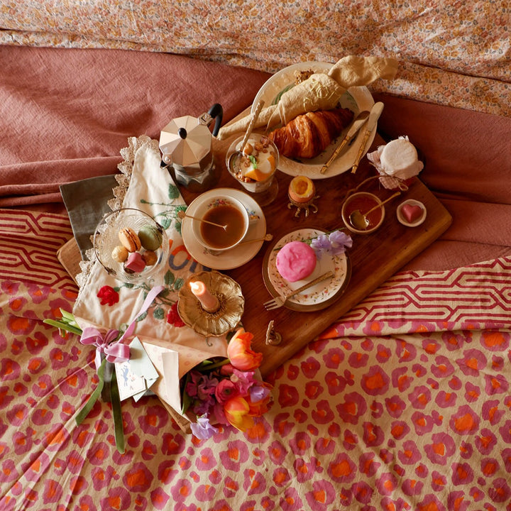 Pink Leopard Block Print Throw - For Table or Bed