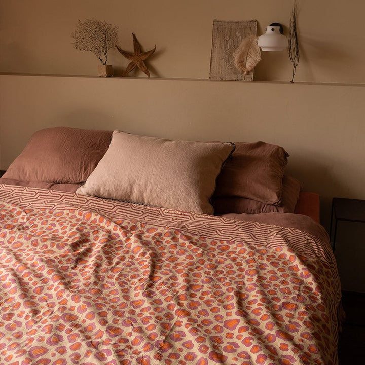 Pink Leopard Block Print Throw - For Table or Bed