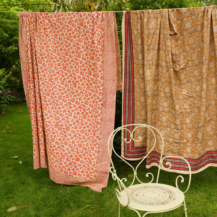 Pink Leopard Block Print Throw - For Table or Bed