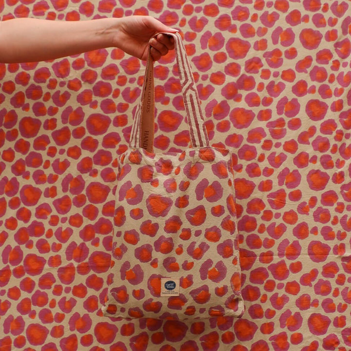 Pink Leopard Block Print Throw - For Table or Bed