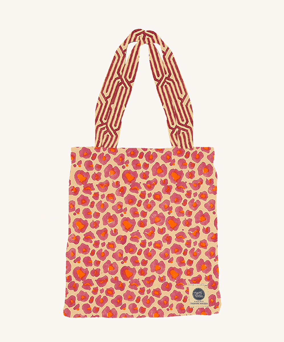 Pink Leopard Block Print Throw - For Table or Bed