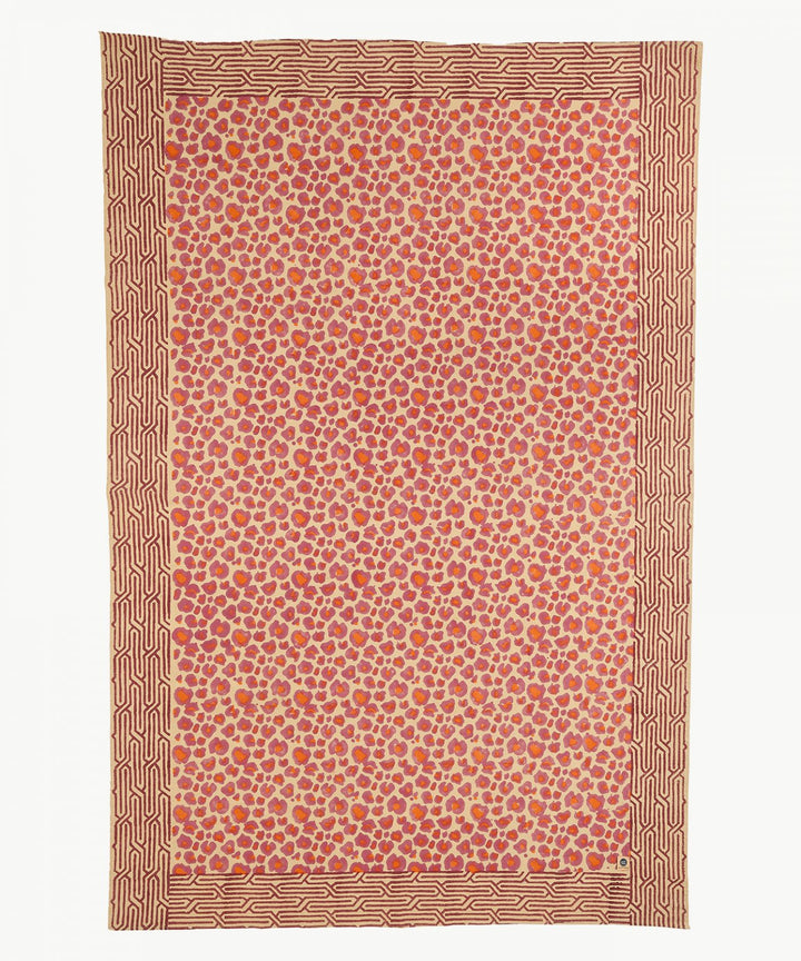 Pink Leopard Block Print Throw - For Table or Bed
