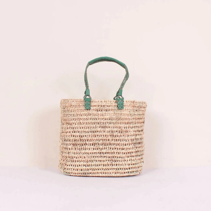 Pleated Sage Handle Shopper Basket