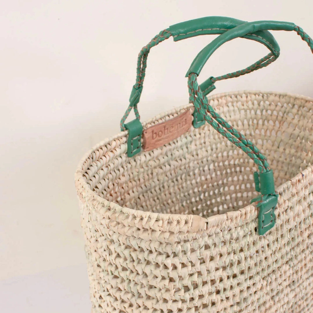 Pleated Sage Handle Shopper Basket
