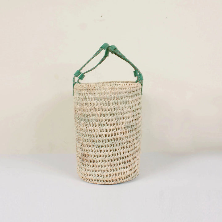 Pleated Sage Handle Shopper Basket