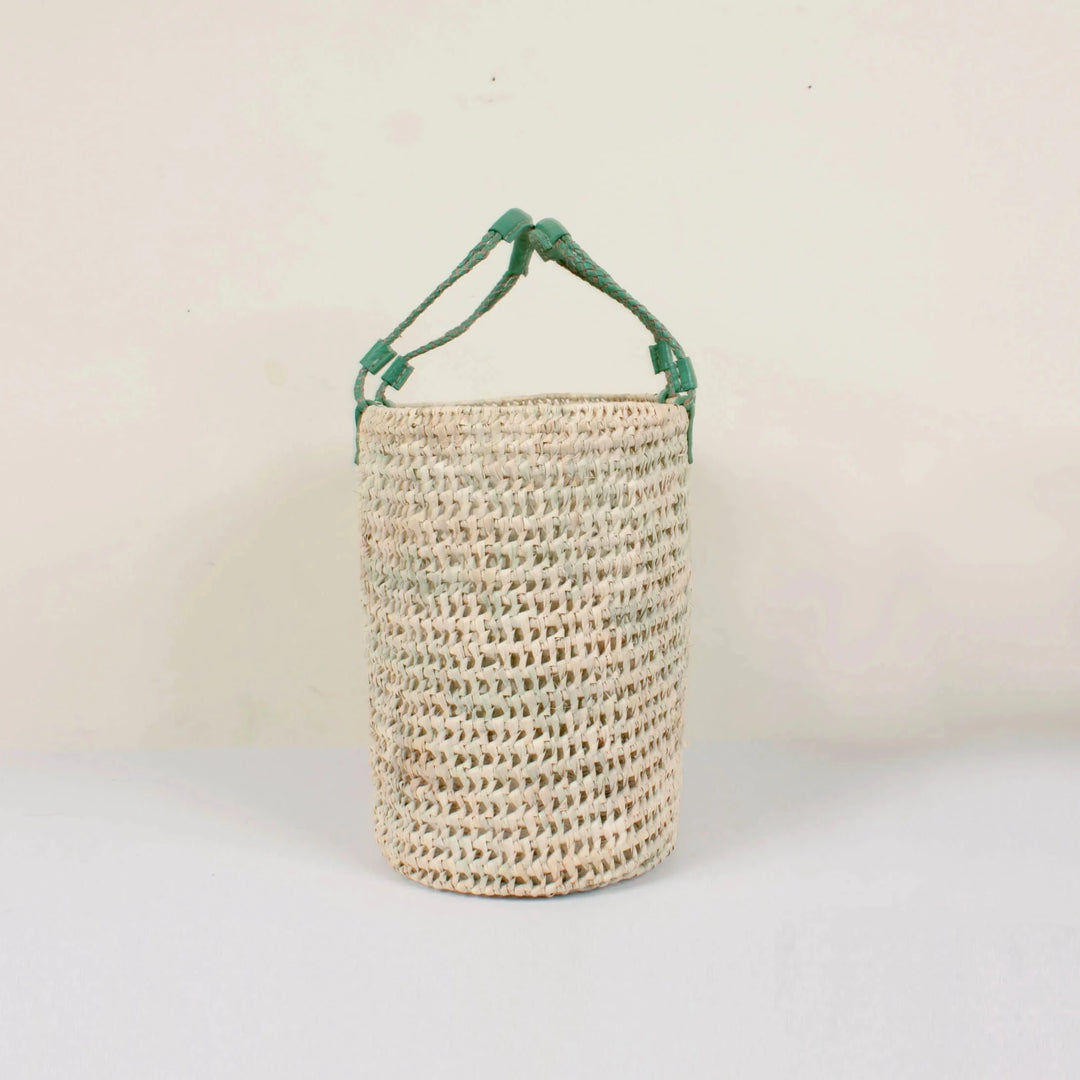 Pleated Sage Handle Shopper Basket