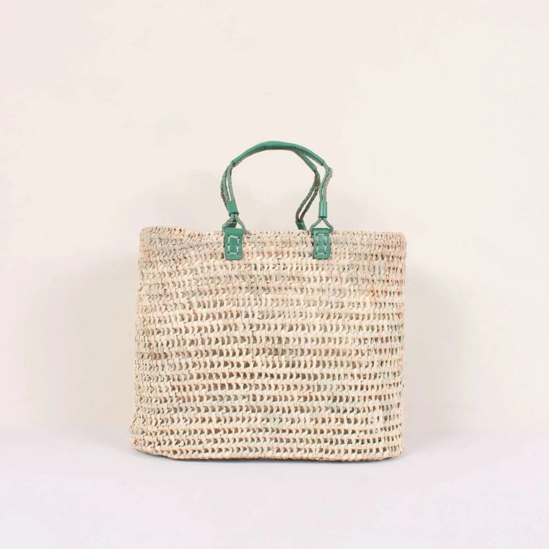 Pleated Sage Handle Shopper Basket