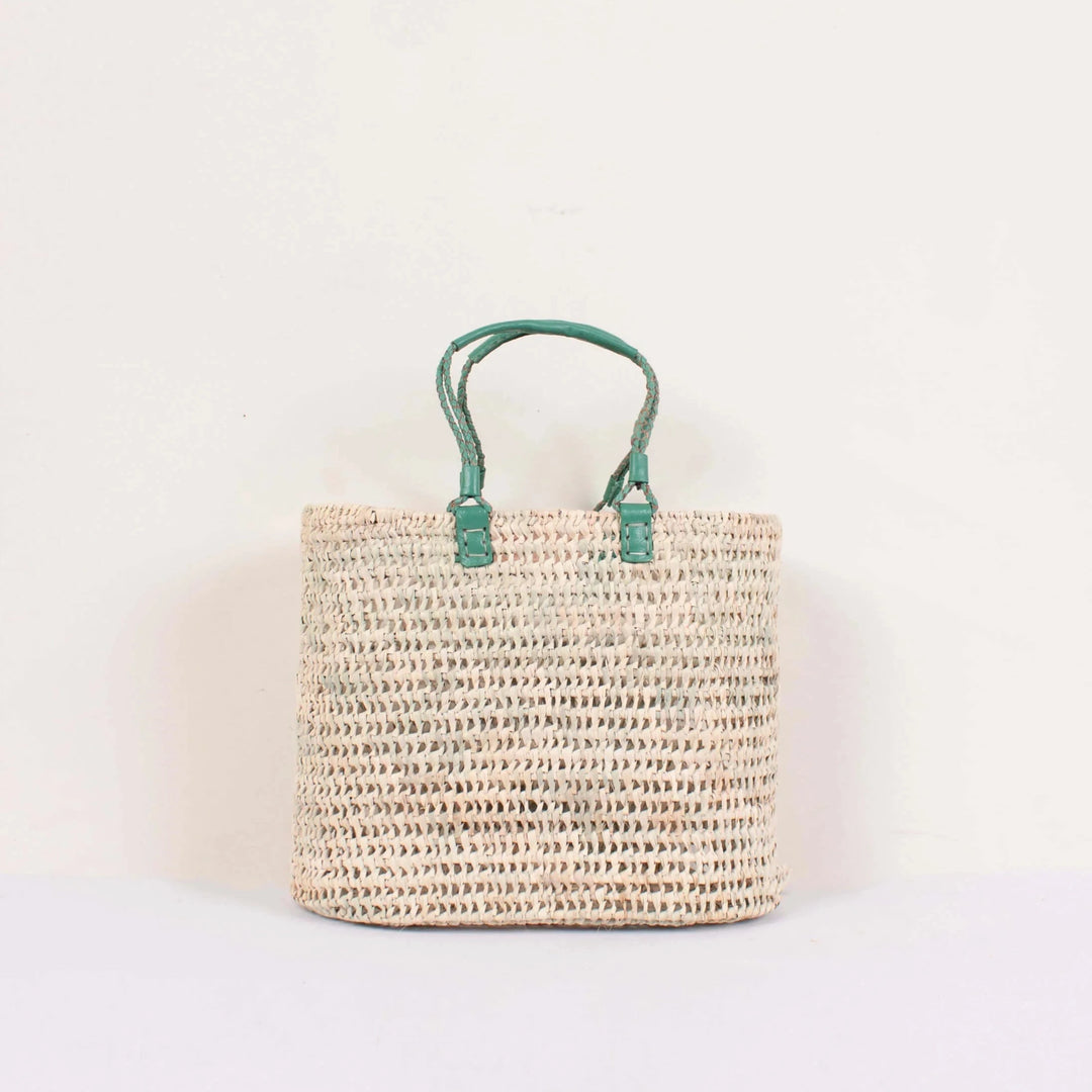 Pleated Sage Handle Shopper Basket