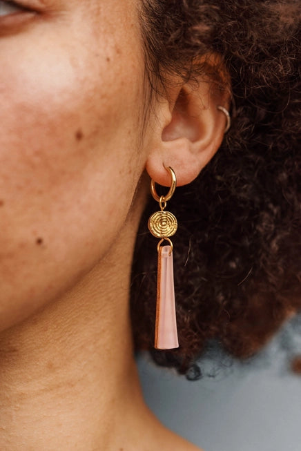 Power Drop Hoop Earrings in Dusty Lilac
