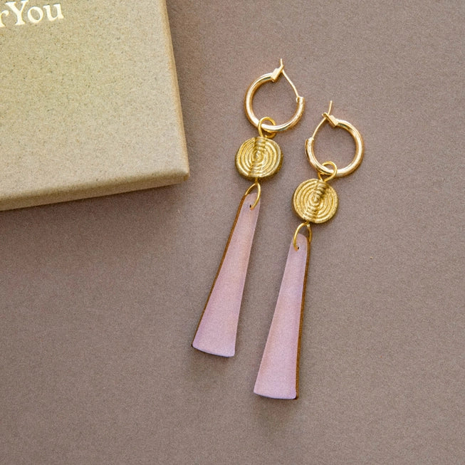 Power Drop Hoop Earrings in Dusty Lilac
