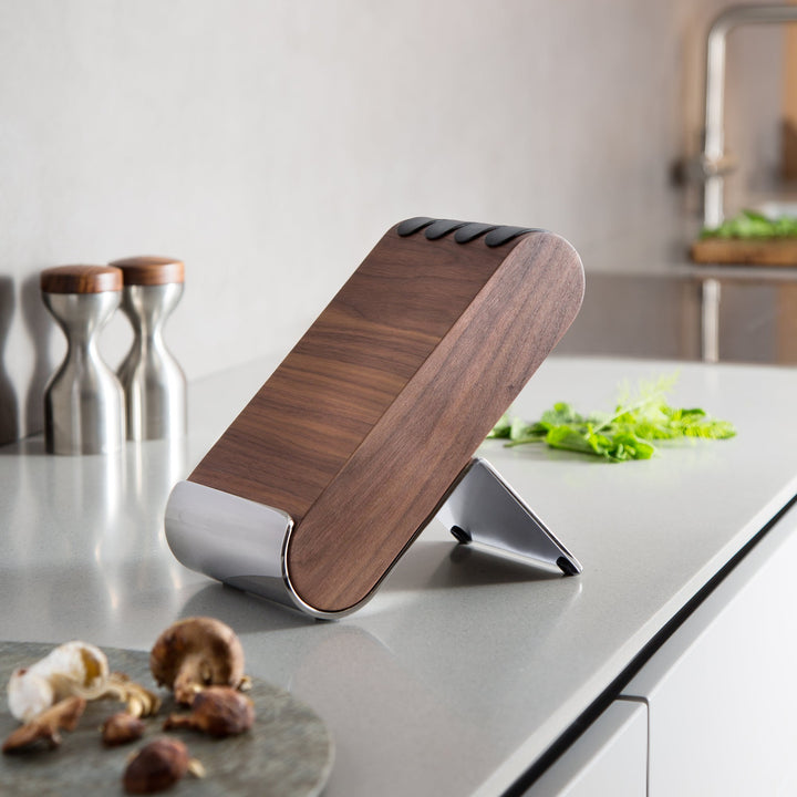 Robert Welch Q Walnut Knife Block - product detail or lifestyle view; knives not included