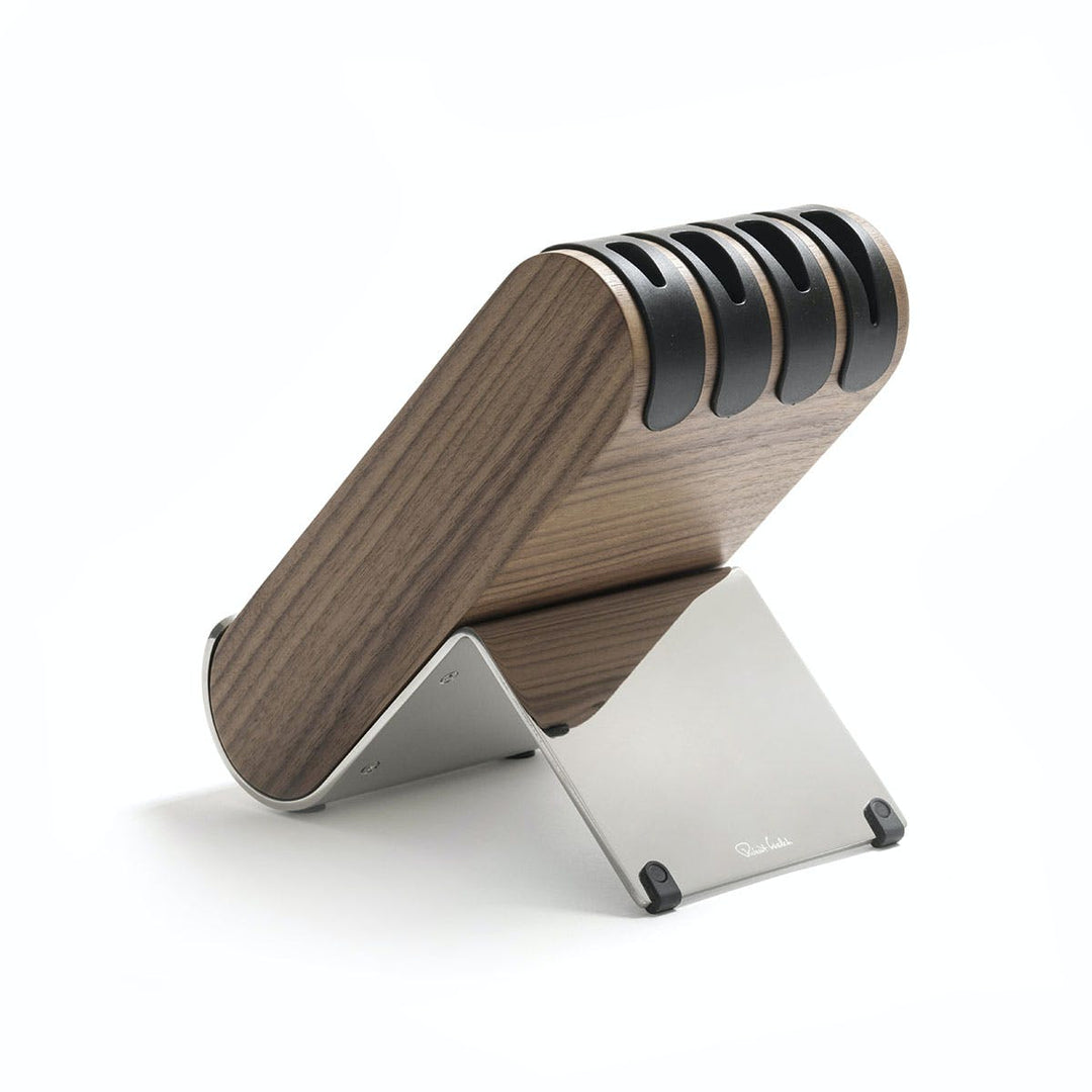 Robert Welch Q Walnut Knife Block - product detail or lifestyle view; knives not included