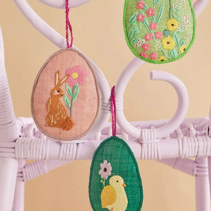 Raffia Easter Egg Decoration Set of 3