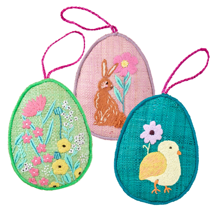 Raffia Easter Egg Decoration Set of 3