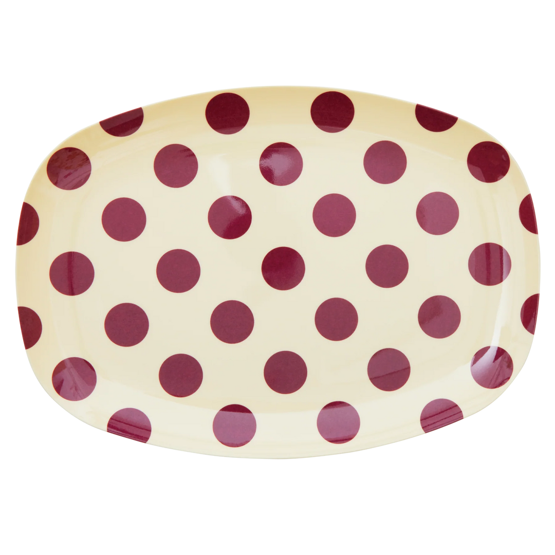 Melamine Rectangular Plate - Purple Dots