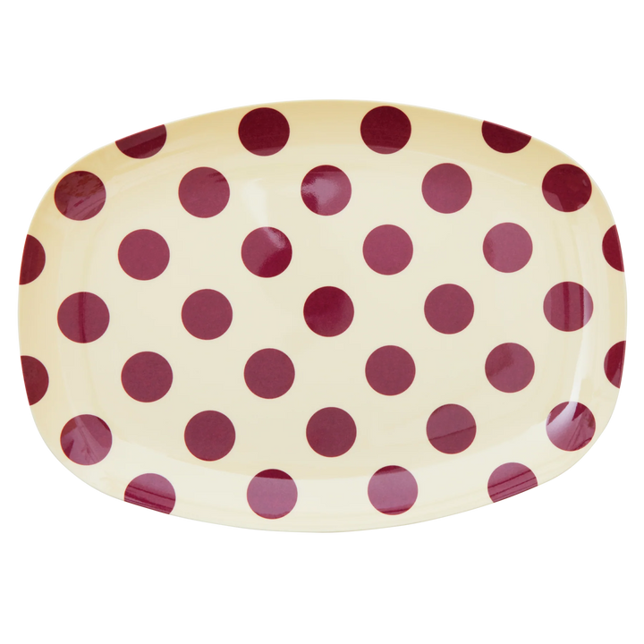 Melamine Rectangular Plate - Purple Dots