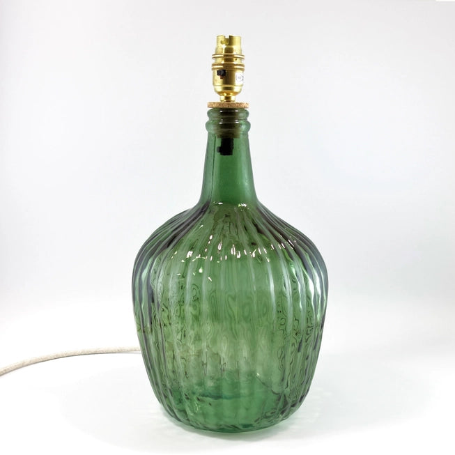Recycled Glass Ripple Lamp in Green with Natural Cotton Cord