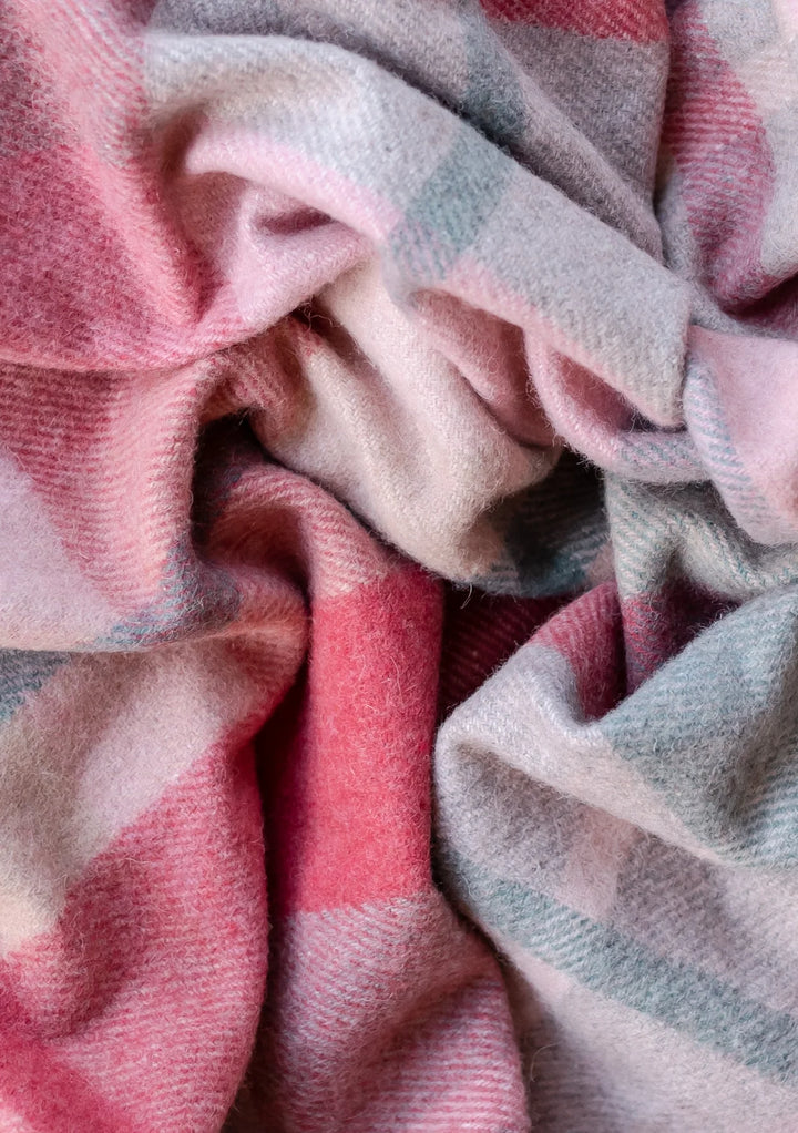 Recycled Small Size Blanket in Pink Patchwork Check