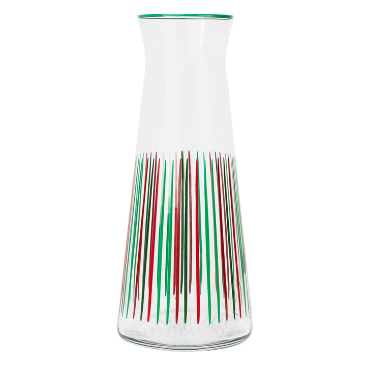 Red & Green Striped Glass Carafe